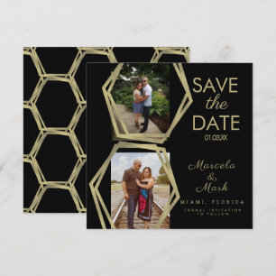 Formas Geométricas Douradas Salvar O Cartão com 