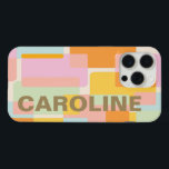 Formas Geométricas Modernas de Pastel Personalizad<br><div class="desc">Design geométrico simples e na moda de formas sobrepostas em tons bonito de cor pastel,  cor rosa,  verde,  azul e amarelo,  personalizado com o seu nome em tipografia ousada.</div>