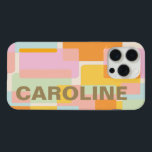 Formas Geométricas Modernas de Pastel Personalizad<br><div class="desc">Design geométrico simples e na moda de formas sobrepostas em tons bonito de cor pastel,  cor rosa,  verde,  azul e amarelo,  personalizado com o seu nome em tipografia ousada.</div>