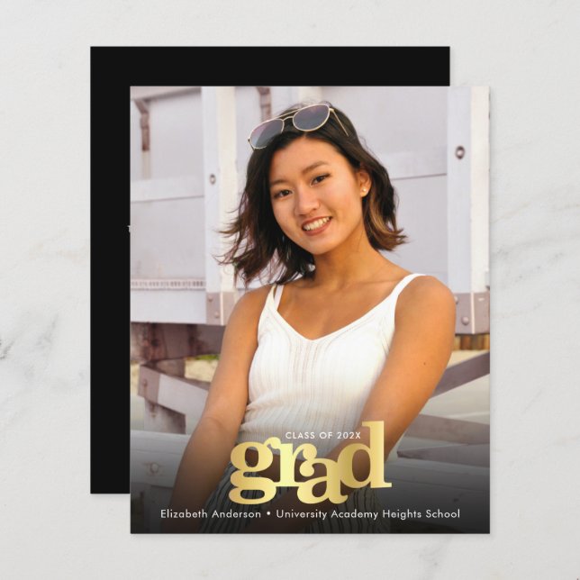 Formatação de fotos em ouro preto - convite negrit (Frente/Verso)