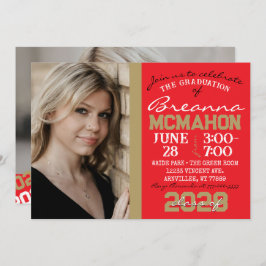 Formatação Dourada de Red & Bronze 2 Convite Fotog