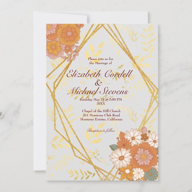 Formato Do Convite Para Casamento: 5"x7", Papel: M (Frente)