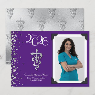 Formatura de Veterinário Anúncio Roxo Prata