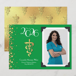 Formatura de Veterinário Anúncio Verde Dourado