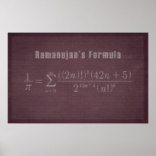 Fórmula do Pi de Ramanujan - poster da matemátic