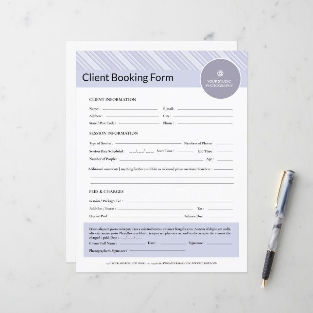 Formulário de Contrato de Cliente Fotógrafo Modelo (Frente/Verso In Situ)