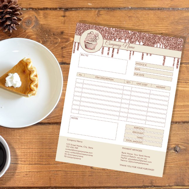 Formulário de fatura de bolos Bloco de notas de co (Criador carregado)