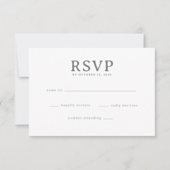 Formulário de RSVP em Elegante Escala de Cinza (Frente)