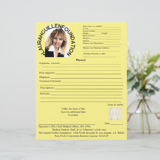 Formulário médico (Em pé/Frente)