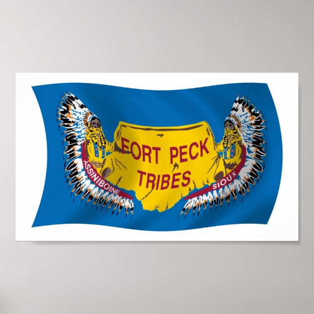 Fort Peck Assiniboine Flag Poster Impressão (Frente)