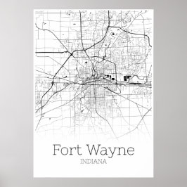 Fort Wayne Map - Indiana - Poster do mapa da cidad