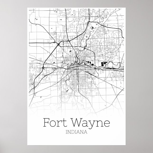 Fort Wayne Map - Indiana - Poster do mapa da cidad (Frente)