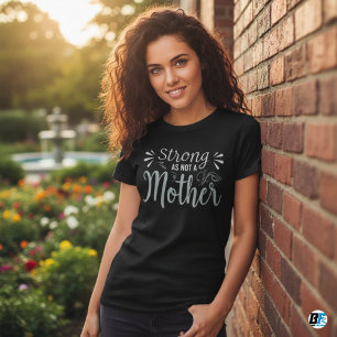 Forte como uma camiseta mã negra moderna com scrip