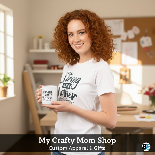 Forte como uma camiseta mã negra moderna com scrip (Criador carregado)