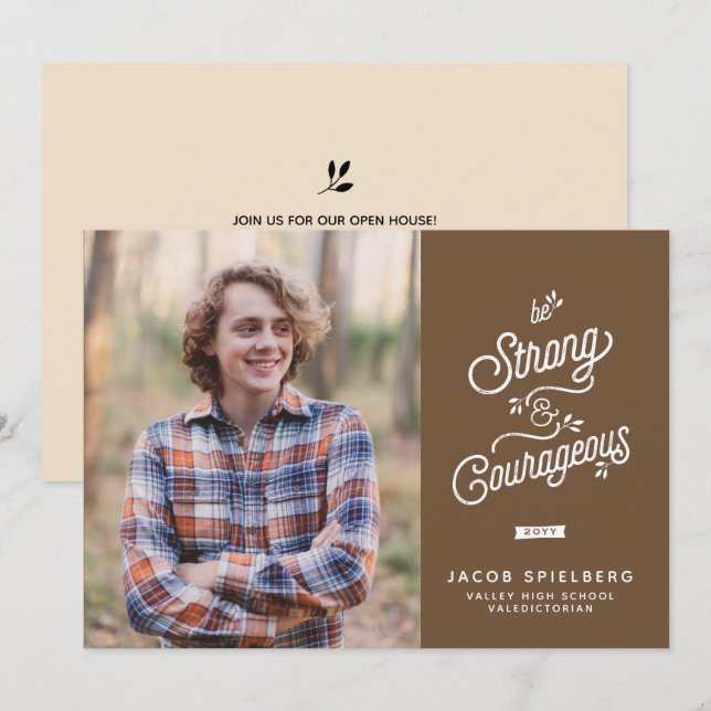 Forte e Corajoso Anúncio de Graduação (Frente/Verso)