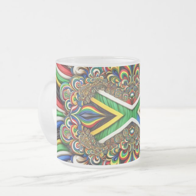 Fosco de caneca de vidro com cores sul africanas (Frente Esquerda)