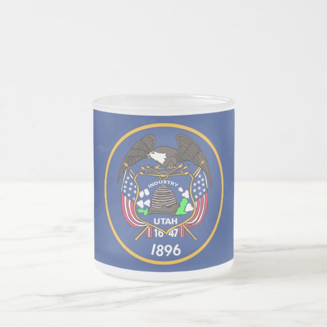 Fosco de caneca de vidro pequena com bandeira Utah (Centro)