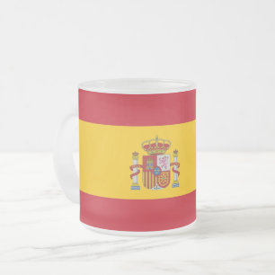 Fosco de pequena caneca de vidro com bandeira de E