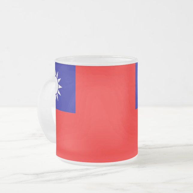 Fosco de pequena caneca de vidro com bandeira de T (Frente Esquerda)