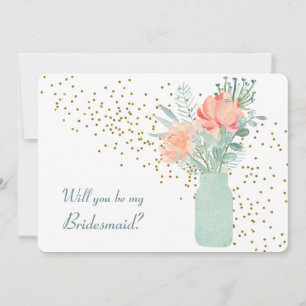 Fosco Glass Mason Jar Floral Bridesmaid Convite
