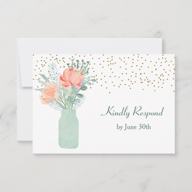 Fosco Glass Mason Jar Wedding RSVP (Frente)