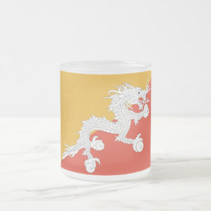 Fosco pequena caneca de vidro com bandeira do Butã