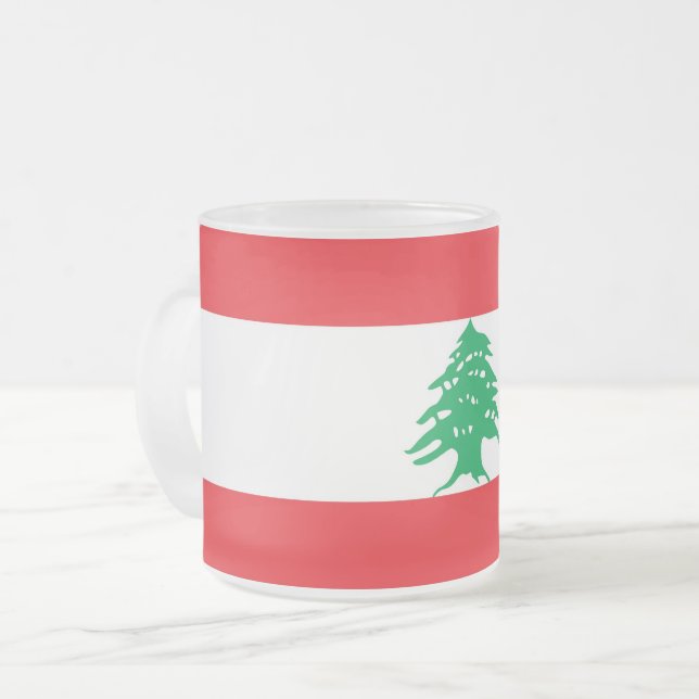 Fosco pequena caneca de vidro com bandeira do Líba (Frente Esquerda)