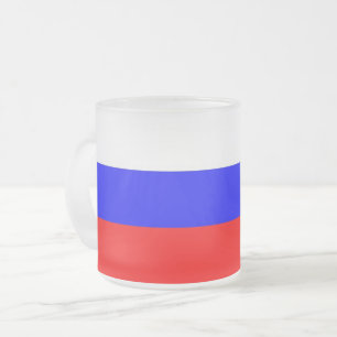 Fosco pequena caneca de vidro com bandeira russa