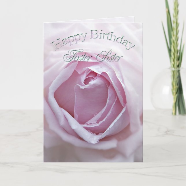 Foster Sister, cartão de aniversário com rosa rosa (Frente)