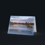 Foster Son, lago ao amanhecer Cartão de aniversári<br><div class="desc">Uma bela fotografia vista de um lago ao amanhecer com nuvens refletindo na água. Uma maneira excelente de desejar a alguém um Feliz aniversário. Norma Cornes.</div>