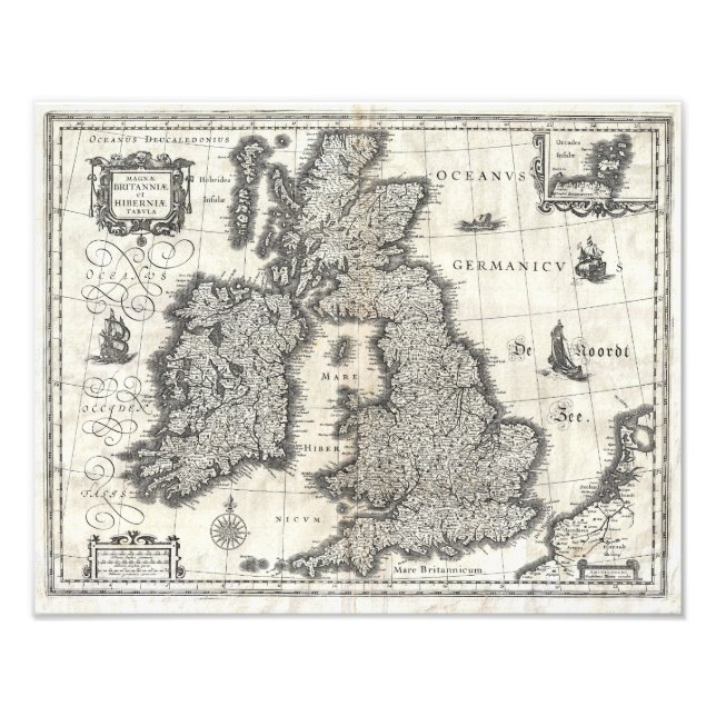 Foto 1631 Map of the British Isles by Joan Blaeu (Frente)