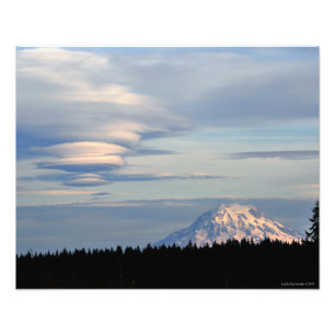 Foto 20X16 o Monte Rainier com nuvens Lenticular