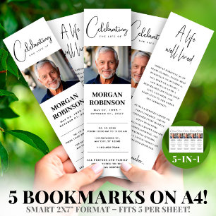 Foto 2x7" DIY Elegant Funeral Bookmark Modelo