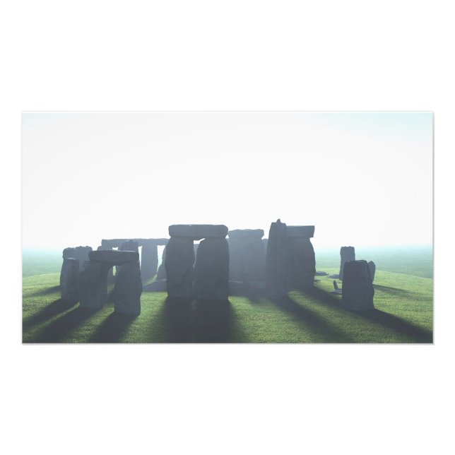 Foto 30" x 24" paper poster: "Stonehenge in Mist" image (Frente)