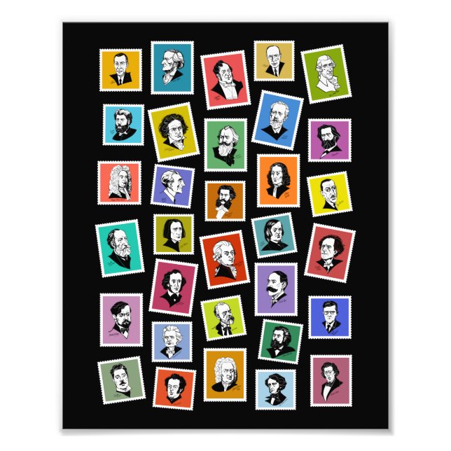 Foto 32 retratos gráficos dos maiores compositores (Frente)