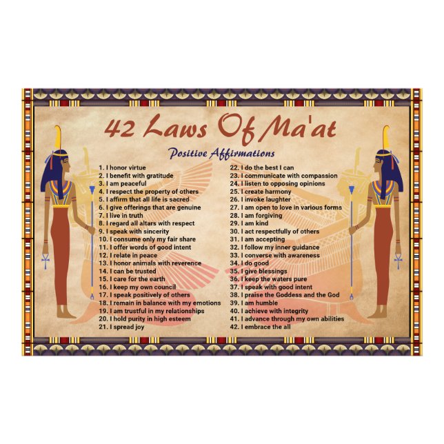 Foto 42 Leis de Maat - Poster de Afirmações Positivas (Frente)