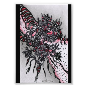 Foto 4x6 ACEO.  Impressão da arte. Vermelho & preto