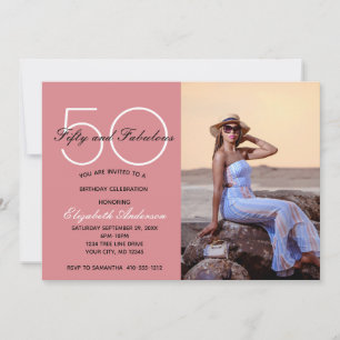 Foto 50 e Fabuloso Convite de Aniversário Rosa