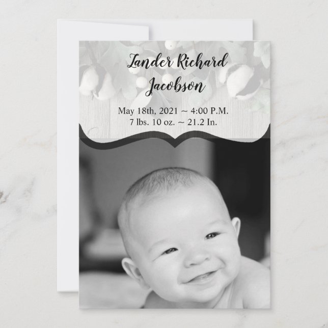 Foto 5 x 7 Anúncio de nascimento Exército de algod (Frente)