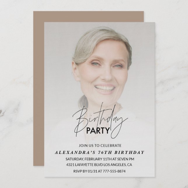 Foto: 76.ª Festa de aniversário de convite de aniv (Frente/Verso)