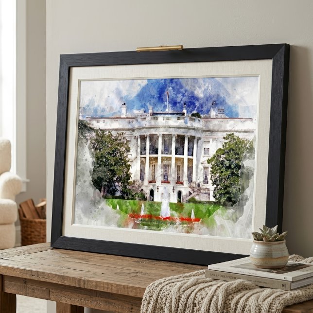 Foto A Casa Branca em Washington, DC – Fachada Sul (The White House in Washington DC – Southern Facade. Photo Print)