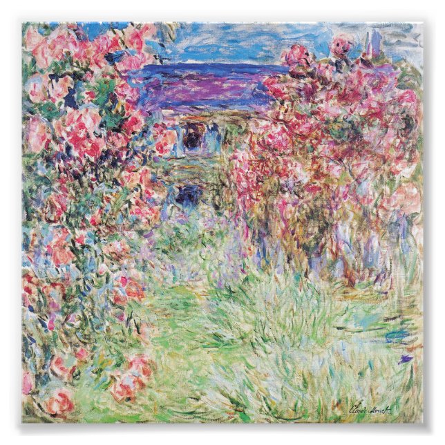 Foto A casa no jardim da rosa por Claude Monet, (Frente)