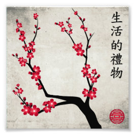 Foto A cereja vermelha floresce três arte "Presente da