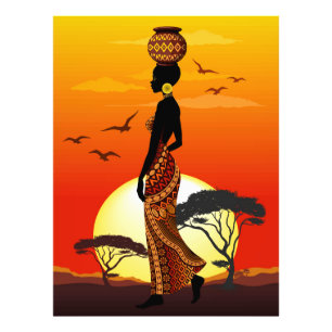 Foto A linda mulher africana Silhouette sobre os sóis a