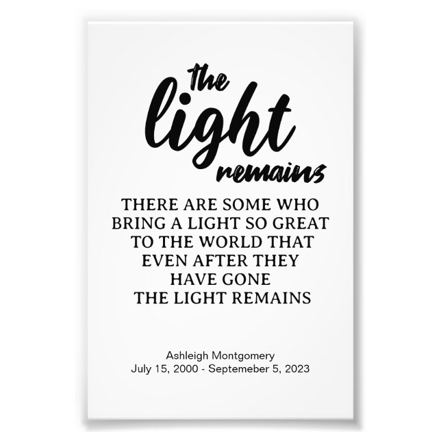 Foto A Luz Permanece O Memorial Funeral (Frente)