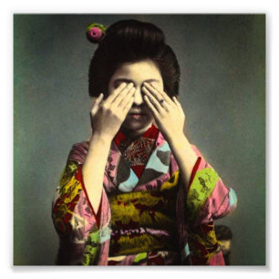 Foto A mão velha de Japão do vintage tímido da gueix