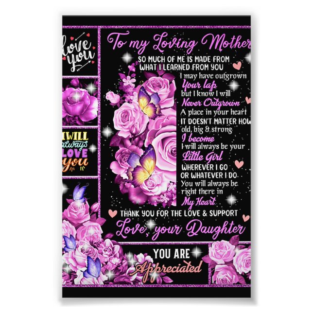 Foto À Minha Mãe Presente De Aniversário, Amo A Mãe Dot (Frente)