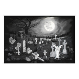 Foto À noite no cemitério - Anjo com o Diabo