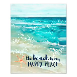 Foto A Praia É O Meu Lugar Feliz Para O Oceano Estelar 