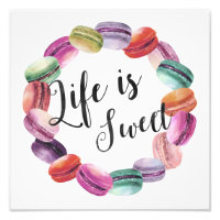 A vida é doce | Watercolor Macarons Art Impressão